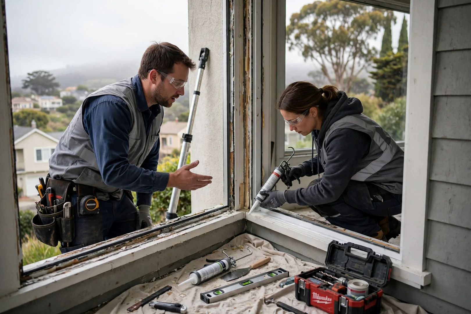 Estimator measuring a window opening for energy efficient replacement in a South San Francisco home